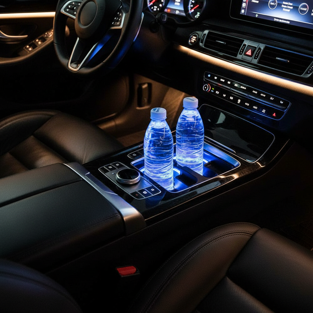 LED Cup Holder Mat - Vibrant Blue Glow